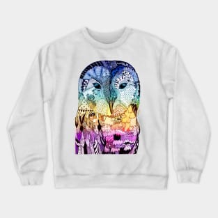 Blue, Yellow and Purple Owl Crewneck Sweatshirt